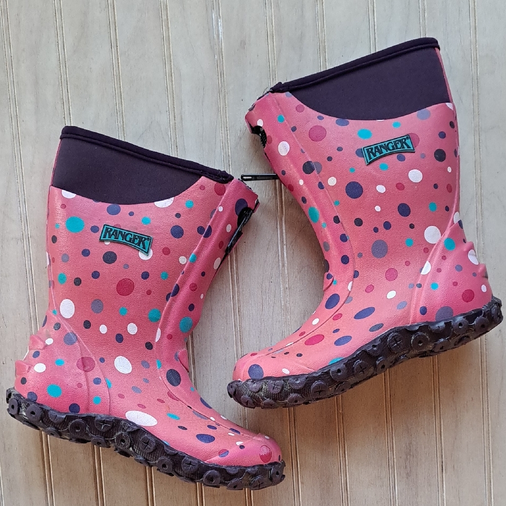 Ranger Splash Series Neoprene Pink Polka Dot Waterproof Rain Rubber Hybrid Boots